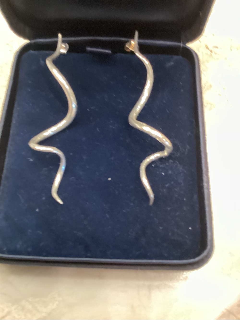 Sterling silver Wavy Drop Earrings - Women's Jewelry